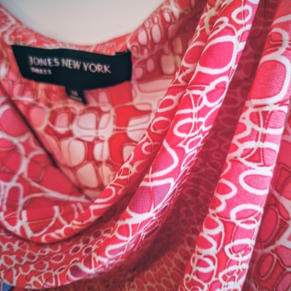 NWOT Chic Jones New York Coral and White Sleeveless Dress - Picture 3 of 6